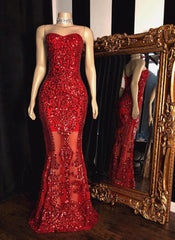 2024 Red Sheath Sweetheart Strapless Floor Length Tulle Lace Corset Prom Dresses outfit, Formal Dresses Truworths
