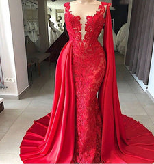 2024 Red Tulle With Appliques Long Satin Sheath Corset Prom Dress outfits, Mermaid Wedding Dress