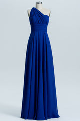 Royal Blue A-line Chiffon Long Convertible Corset Bridesmaid Dress outfit, Party Dress Store