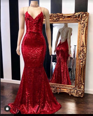 2024 Sexy Halter Sequins Red Mermaid Corset Prom Dresses outfit, Prom Dresses Patterned