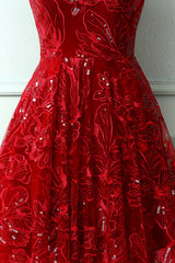 Burgundy Lace V-Neck Short Corset Prom Dress, A-Line Irregular Hem Party Dress Outfits, Formal Dresses Short