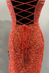 Orange Sequin Halter Fringe Short Corset Homecoming Dress outfit, Prom Dresses For Curvy Figures