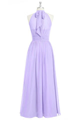 Lavender Chiffon Halter Long Corset Bridesmaid Dress outfit, Evening Dress Shops