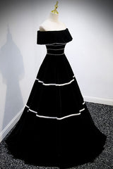 Black Velvet Long Corset Prom Dresses, A-Line Off the Shoulder Evening Dresses outfit, Bridesmaids Dresses Burgundy