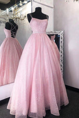 Cute Tulle Sequins Long Corset Prom Dresses, A-Line Backless Evening Dresses outfit, Homecomming Dress Black