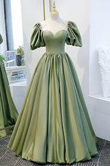 Green Satin A-Line Long Corset Formal Dress, Green Junior Corset Prom Dress outfits, Prom Dress 2045