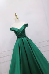 Green Satin Long Corset Prom Dress, Off the Shoulder Evening Party Dress Outfits, Prom Dresses With Shorts