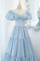 Blue A-Line Long Corset Prom Dress, Blue Corset Formal Evening Dress outfit, Bridesmaid Dresses