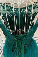 Green Lace Short Corset Prom Dress, A-Line Corset Homecoming Dress outfit, Prom Dresses2040