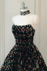 Stylish Sequins Long Corset Prom Dress, A-Line Party Dress Outfits, Party Dresses Summer Dresses 2043
