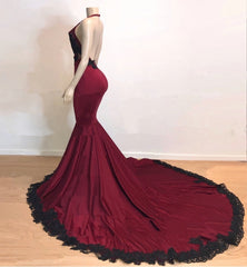 Mermaid V Neck Backless Burgundy And Black Long 2024 Corset Prom Dresses outfit, Formal Dresses Floral