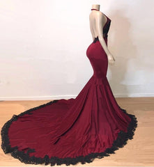 Sexy Mermaid V Neck Backless Burgundy And Black Long Corset Prom Dress 2024 Gowns, Bridesmaid Dresses Fall Wedding