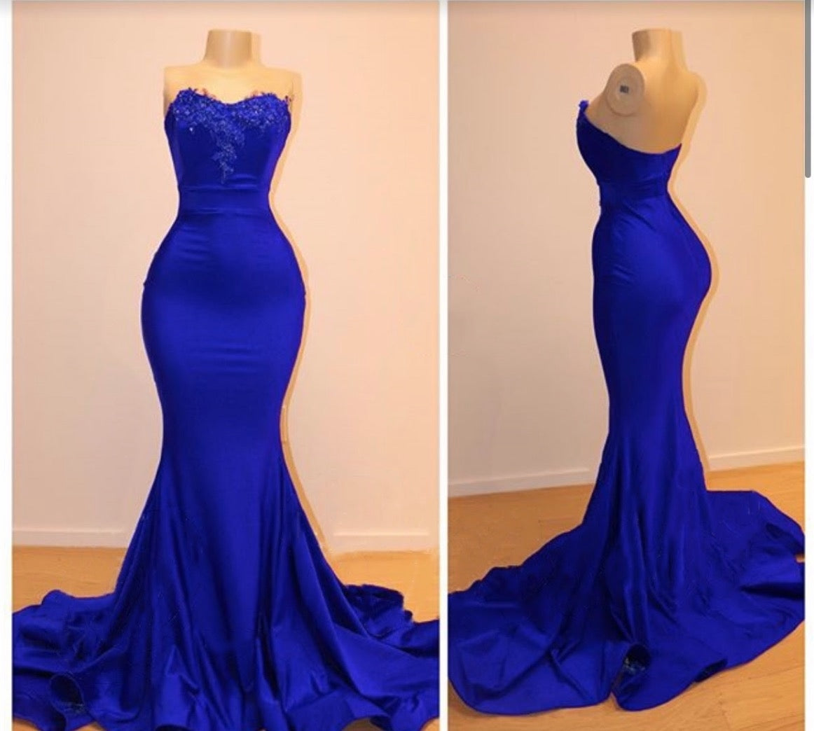 Charming Royal Blue Mermaid Long 2024 Corset Prom Dresses outfit, Formal Dresses Fashion