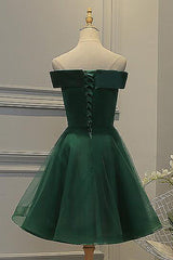 Dark Green Strapless A Line Appliques Tulle Corset Homecoming Dresses outfit, Bridesmaid Dresses Blue
