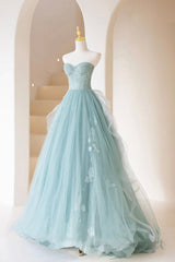 Cute Tulle Strapless Long Corset Prom Dress, A-Line Lace Corset Formal Evening Dress outfit, Homecomming Dress With Sleeves