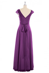 Elegant Purple Lace Cap Sleeve A-Line Long Corset Bridesmaid Dress outfit, Party Dress Boots