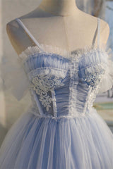 Sky Blue Sweetheart Bow-Back Short Corset Homecoming Dress outfit, Purple Prom Dress