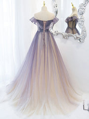 Purple Tulle Long Corset Prom Dress, Purple Evening Dress outfit, Evening Dress Ideas