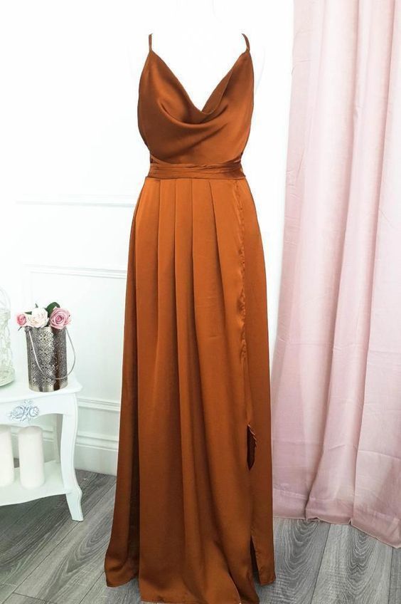 burnt orange long Corset Prom dress outfits, Party Dress Wedding