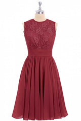 Burgundy Lace Sleeveless Backless A-Line Short Corset Bridesmaid Dress outfit, Engagement Photo