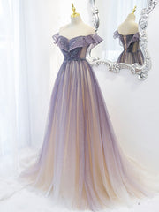 Purple Tulle Long Corset Prom Dress, Purple Evening Dress outfit, Evening Dresses Store