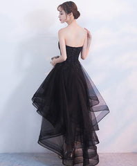 Black Tulle Lace Short Corset Prom Dress, Black Tulle Corset Homecoming Dress, 1 Gowns, Homecomming Dress With Sleeves