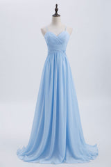 Blue Pleated Straps Chiffon Long Corset Bridesmaid Dress outfit, Bridesmaid Dresses Designers