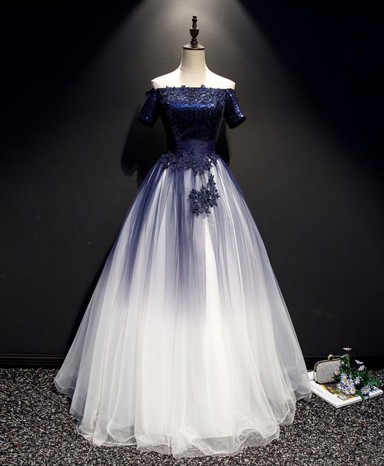 Blue Tulle Lace Long Corset Prom Dress, Blue Tulle Lace Corset Formal Dress outfit, Prom Dresses Inspiration