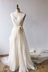Champagne Chiffon Long Corset Prom Dresses, A-Line V-Neck Evening Dresses outfit, Evening Dress Dresses