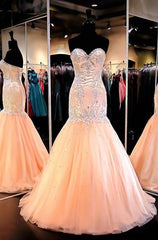 Floor-Length/Long Mermaid/Trumpet Sweetheart Tulle Corset Prom Dresses outfit, Bridesmaid Dress Under 122