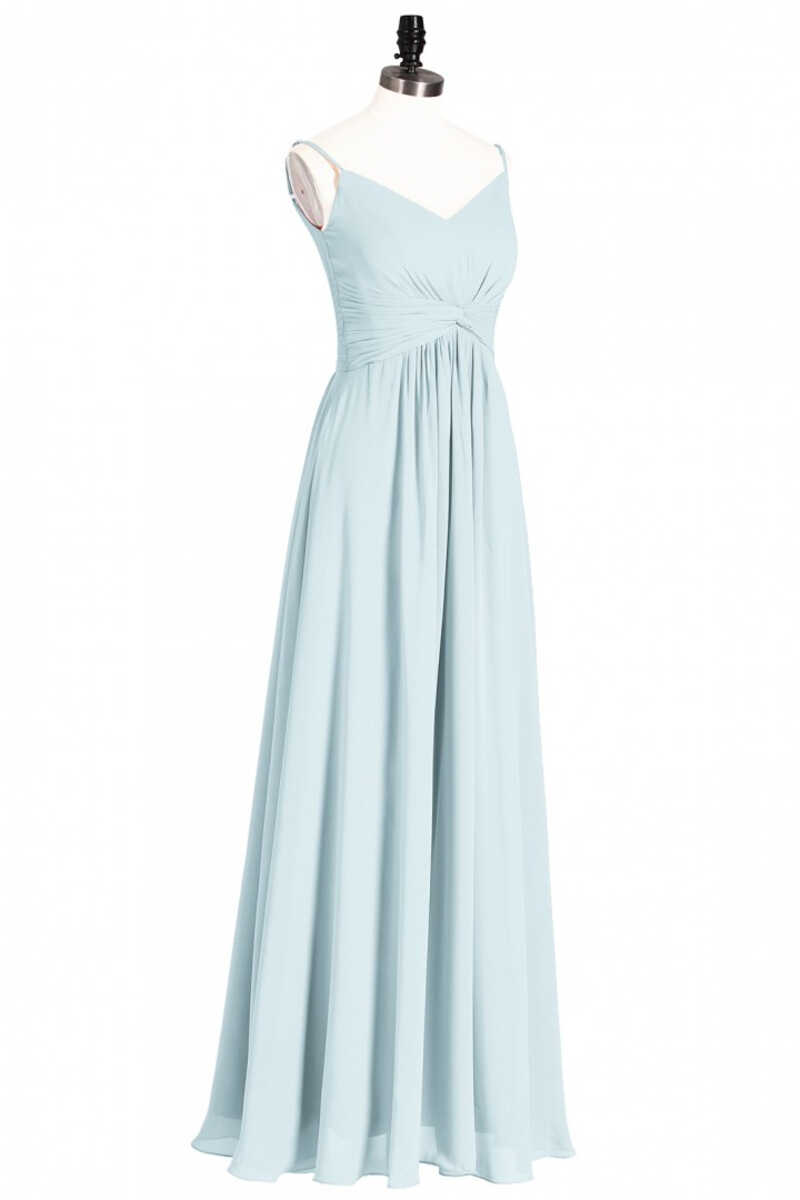 Mint Green Chiffon Twist Front A-Line Long Corset Bridesmaid Dress outfit, Prom Dress Styles