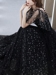 Black Tulle Off Shoulder Tulle Long Corset Prom Dress, Black Evening Dress outfit, Prom Dress Ideas