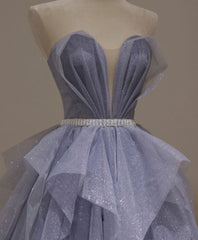 Purple Sweetheart Neck Tulle Sequin Long Corset Prom Dress, Tulle Corset Formal Dress outfit, Homecoming Dress Pockets