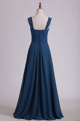 Navy Blue Chiffon Sweetheart A-Line Long Corset Bridesmaid Dress outfit, Prom Dress Boutiques
