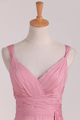 Pink V-Neck Lace-Up Long Corset Bridesmaid Dress outfit, Bridesmaid Dress Styles Long