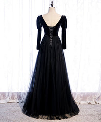 Black Tulle Long Corset Prom Dress, Black Tulle Corset Formal Dress outfit, Festival Outfit