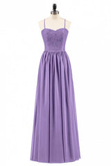 Purple Spaghetti Straps A-Line Long Corset Bridesmaid Dress outfit, Bridesmaid Dresses Dusty Rose