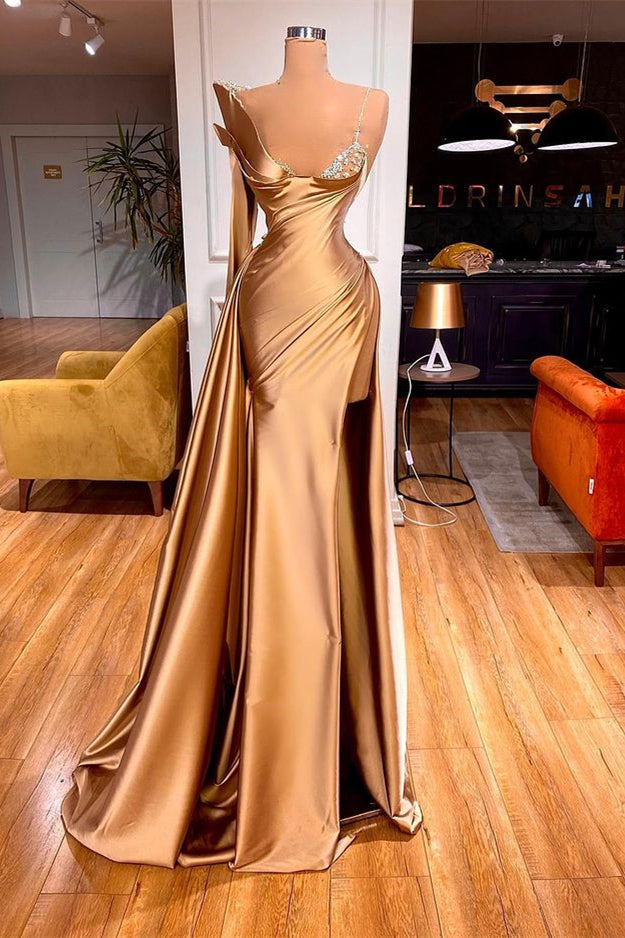 One Shoulder Long Sleeves Mermaid Corset Prom Dress Split With Beads outfit, Party Dress Designer