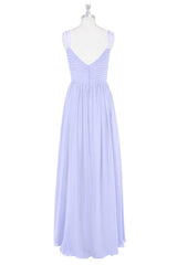 Lavender Chiffon V-Neck Backless Long Corset Bridesmaid Dress outfit, Evening Dress Cheap