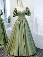 Simple Green Satin Long Corset Prom Dress, Green Evening Dress outfit, Homecoming Dresses Baby Blue