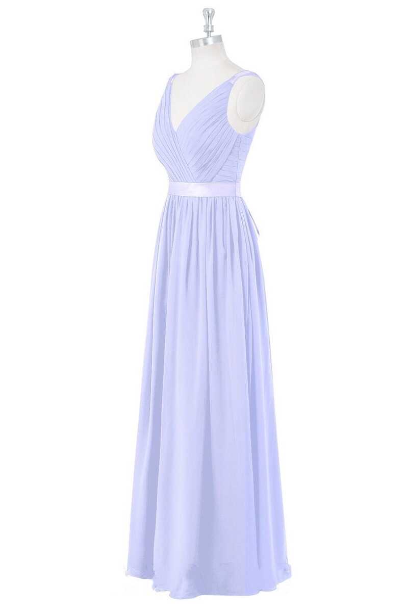 Lavender Chiffon V-Neck Backless Long Corset Bridesmaid Dress outfit, Evening Dress Online