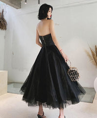 Black Tulle Short Corset Prom Dress, Black Evening Dress outfit, Prom Dresses A Line