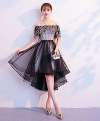 Black Tulle Lace Short Corset Prom Dress, Black Tulle Corset Homecoming Dress outfit, Homecoming Dresses Knee Length