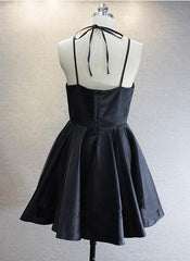 Princess/A-Line V-Neck Short Black Satin Homecoming/Corset Prom Dresses outfit, Bridesmaids Dresses Different Styles