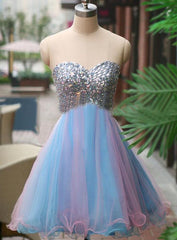 A-Line Sweetheart Multi Color Tulle Short Corset Homecoming Dress 2024 with Beading outfit, Sage Green Bridesmaid Dress