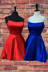 Straps Royal Blue Short Corset Homecoming Dress with Pockets Gowns, Formal Dresses For Weddings Mother Of The Bride