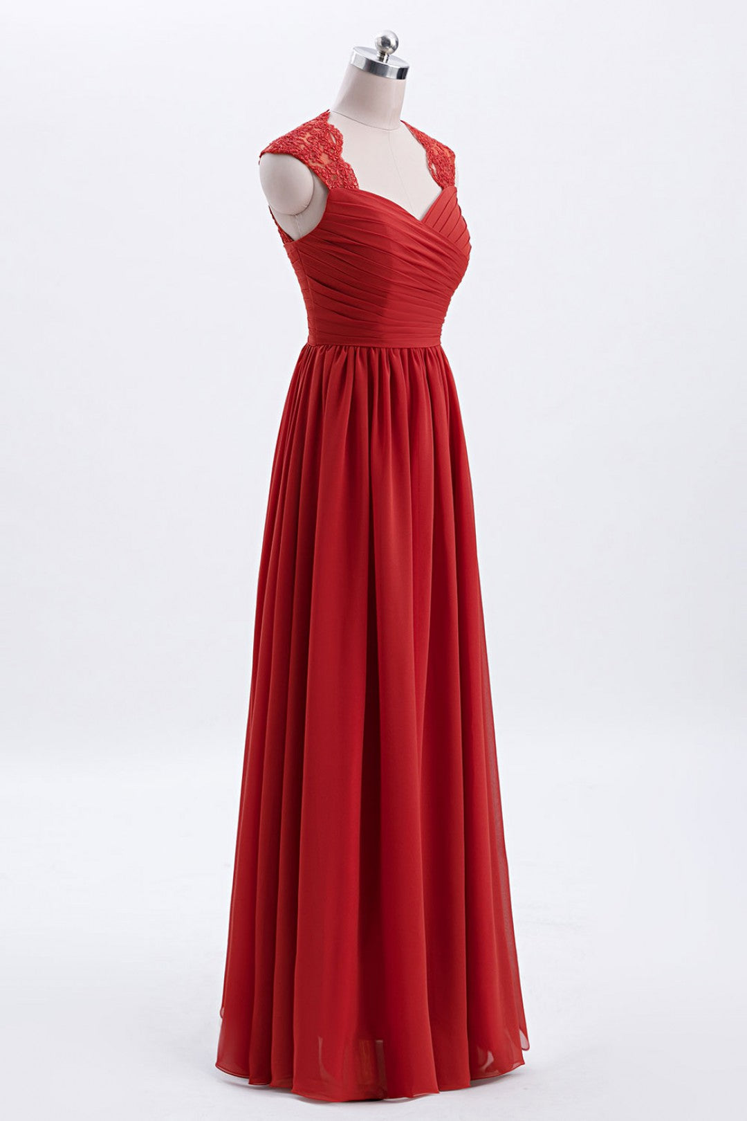 Elegant Red Chiffon Pleated A-line Long Corset Bridesmaid Dress outfit, Party Dress Black And Gold