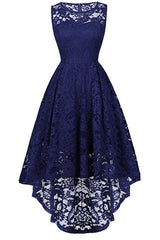 Sleeveless Hi-Low Lace Lavender Party Dress Outfits, Bridal Bouquet