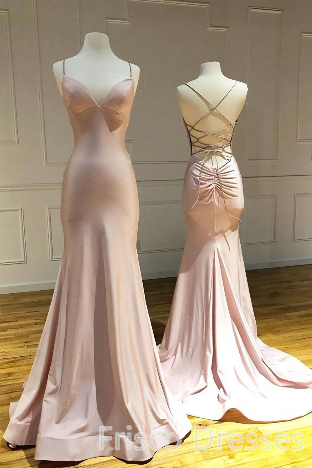 Spaghetti Straps Pink Mermaid Evening Party Dresses Long Corset Prom Dresses outfit, Party Dresses 2046