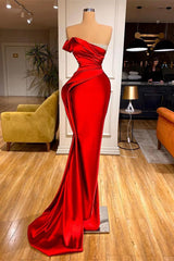 Sexy Red Mermaid Long Corset Prom Dress With Beads Ruffles Gowns, Party Dress Party